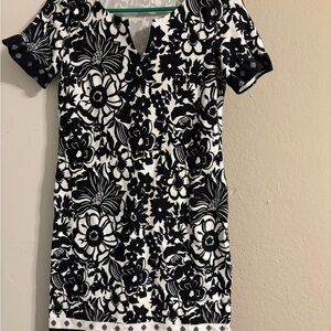 Talbots Black and White Floral Midi Dress #7